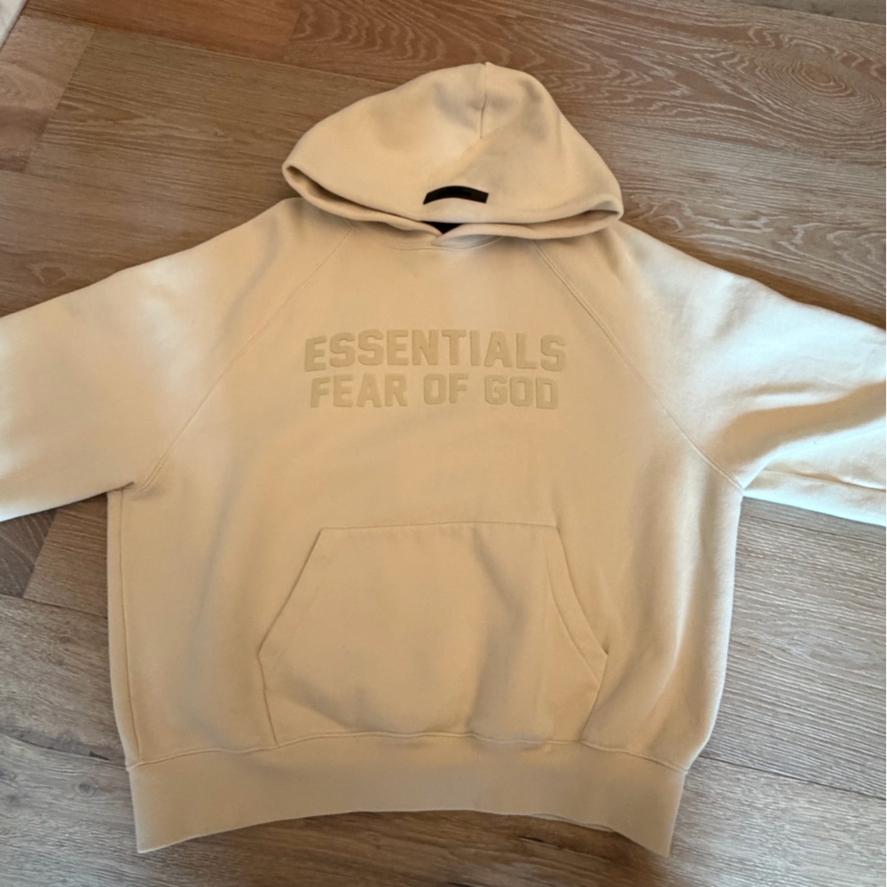 Fear of God Essentials Cream Hoodie X Small - Picture 2 of 7